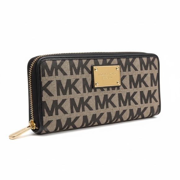 Michael Kors Handbags - Michael Kors Black and Tan Logo Wallet